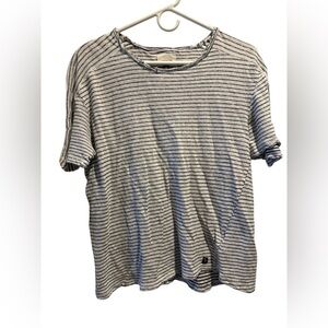 Civil Society grey blue stripe distressed tee shirt